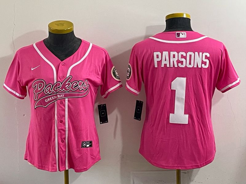 Youth 2025 Green Bay Packers #1 Parsons Pink Nike Limited NFL Jersey style 004